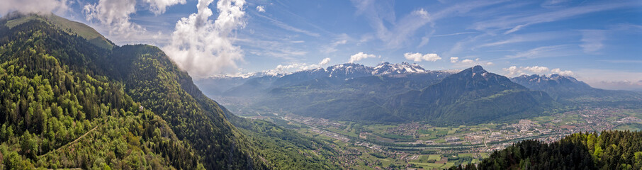 Obraz premium some panoramas i took last weekend from Le Mole in the French Pre Alps looking down toward the Arve river valley and Geneva, Switzerland in the distance.