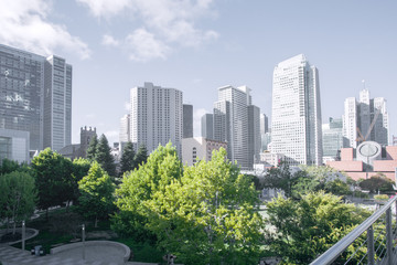 View of modern contemporary office city buildings in downtown san francisco  