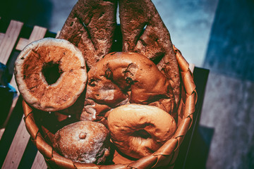 Fresh Artisan Bread in vintage color tone