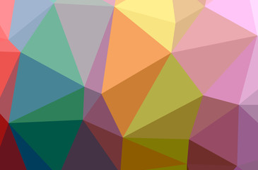 Illustration of abstract Blue, Green, Orange, Pink, Red horizontal low poly background. Beautiful polygon design pattern.