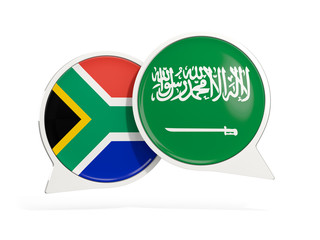 Flags of South Africa and saudi arabia inside chat bubbles