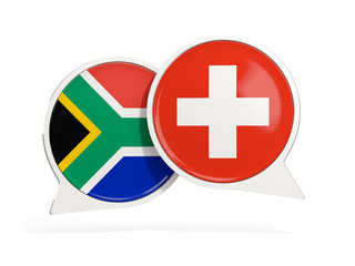 Flags of South Africa and switzerland inside chat bubbles