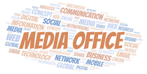 Obraz premium Media Office word cloud.