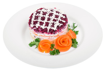 Vegetarian salad of cooked beets