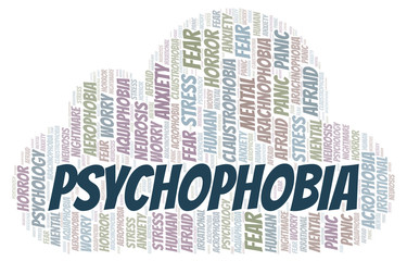 Obraz premium Psychophobia word cloud.