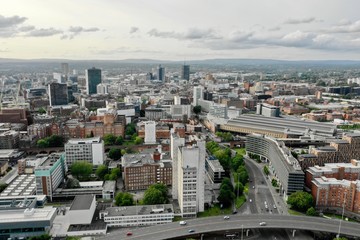 Aerial View Manchester Downtown and Stadium