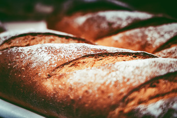 Fresh Artisan Bread in vintage color tone