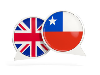 Flags of UK and chile inside chat bubbles