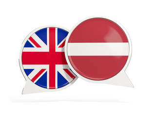 Flags of UK and latvia inside chat bubbles