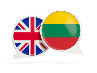 Flags of UK and lithuania inside chat bubbles