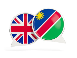 Flags of UK and namibia inside chat bubbles