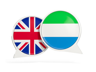 Flags of UK and sierra leone inside chat bubbles