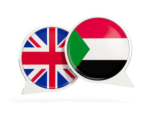 Flags of UK and sudan inside chat bubbles