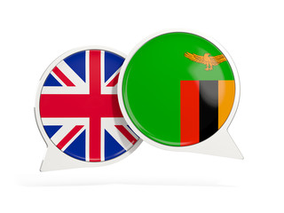 Flags of UK and zambia inside chat bubbles