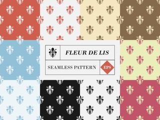 Vector set of ten fleur de lis seamless patterns  © lnm