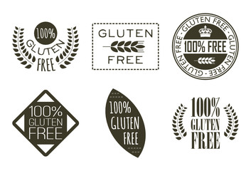 Obraz premium Handmade high quality vector set of six gluten free badges and labels 