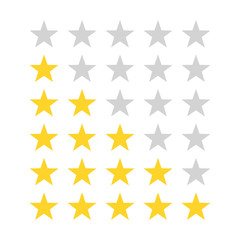 Vector illustration set of rating (from zero to five) stars in flat and simple modern style