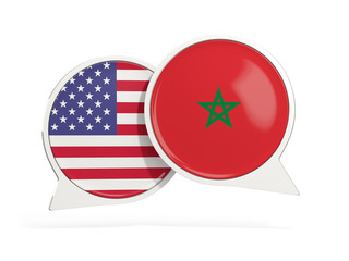 Flags of United States and morocco inside chat bubbles