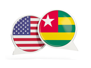 Flags of United States and togo inside chat bubbles