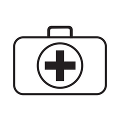 Obraz premium First aid kit icon line vector isolated on white