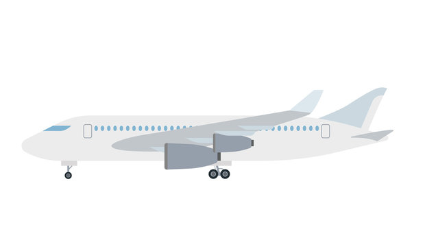 Cartoon picture of aircraft, airplane, airliner. Vector illustration. White background.