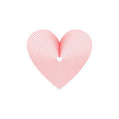 Simple Red Lines Heart in flat repeat design. Heart icon