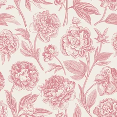 Printed roller blinds Bestsellers Seamless pattern. Classic peonies. Vector botanical illustration. Coral color