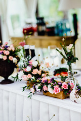 wedding reception table with flowers