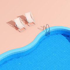 Swimming pool with lounge chairs