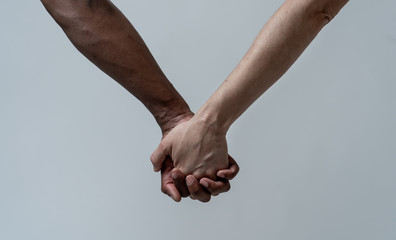 Races united for better world. Conceptual image of multiracial love and against racism