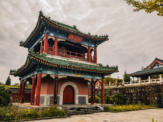 "GuLou"(Chinese name) Building in tianmen temple on Tianmen mountain at zhangjiajie city china.Tianmen Temple is on the top of Tianmen mountain and landmark of zhangjiajie city china