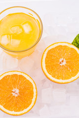 Fresh and delicious oranges and orange juice