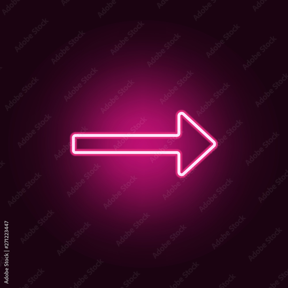 Poster long arrow neon icon. elements of web set. simple icon for websites, web design, mobile app, info gr