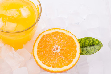 Fresh and delicious oranges and orange juice