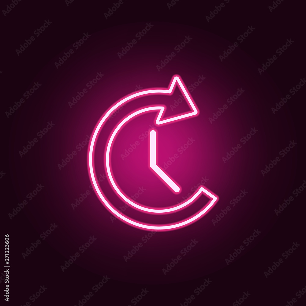 Poster clock and circular arrow neon icon. elements of web set. simple icon for websites, web design, mobil