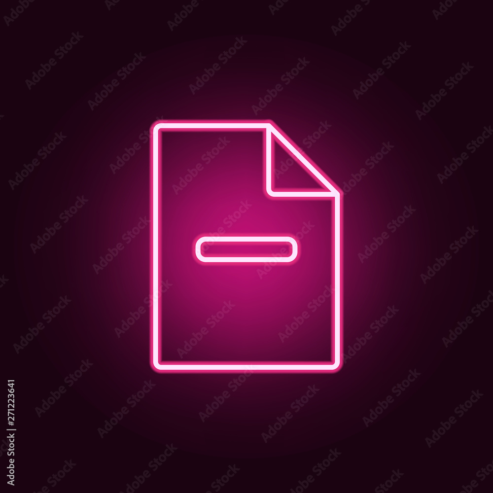 Poster delete a sheet neon icon. elements of web set. simple icon for websites, web design, mobile app, inf