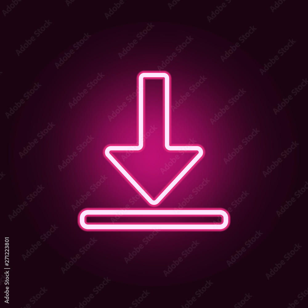 Poster download symbol neon icon. elements of web set. simple icon for websites, web design, mobile app, in