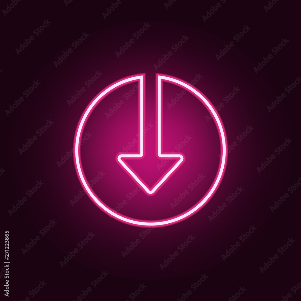Poster download in circle neon icon. elements of web set. simple icon for websites, web design, mobile app,