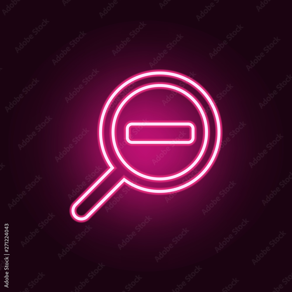 Poster magnifying glass neon icon. elements of web set. simple icon for websites, web design, mobile app, i