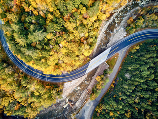 Scenic winding highway in autumn