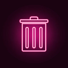 garbage can neon icon. Elements of web set. Simple icon for websites, web design, mobile app, info graphics