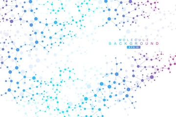 Structure molecule and communication. Dna, atom, neurons. Scientific concept for your design. Connected lines with dots. Medical, technology, chemistry, science background. Vector illustration.