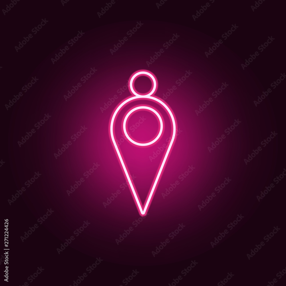 Poster pin with dot neon icon. elements of web set. simple icon for websites, web design, mobile app, info 