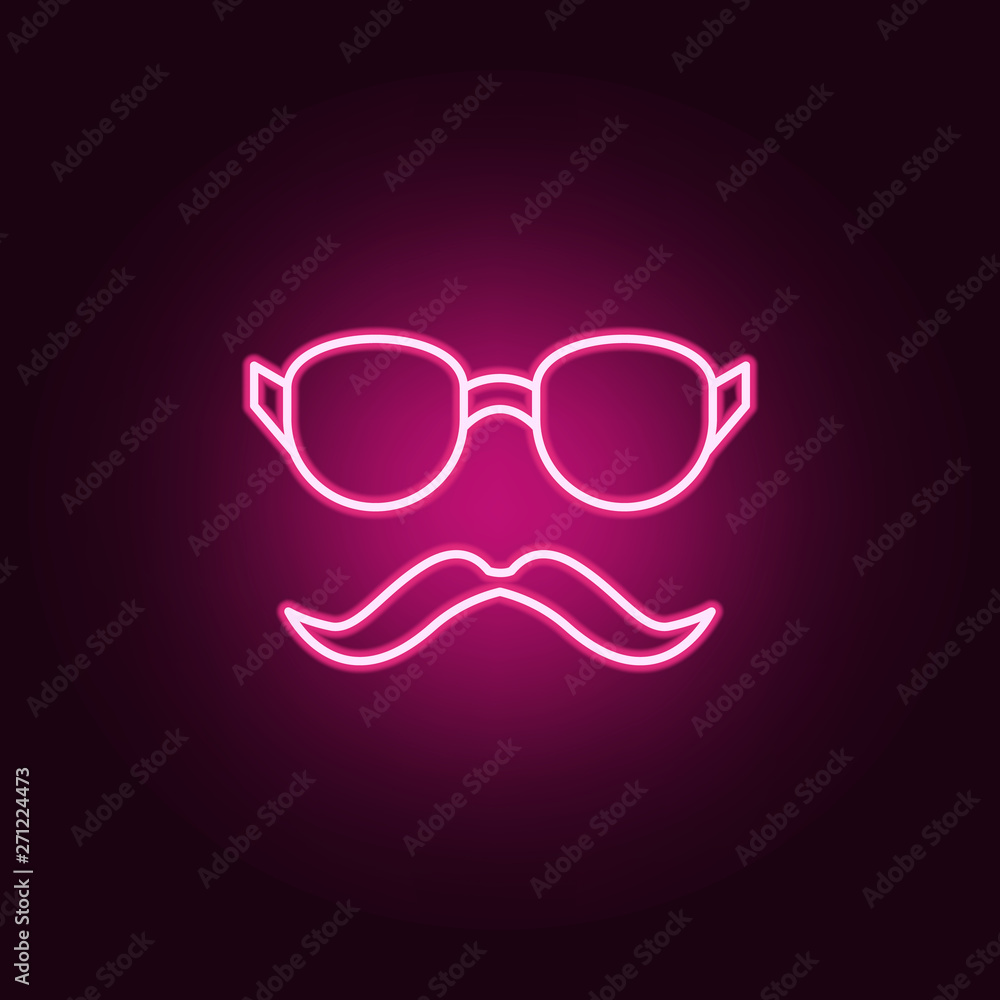 Poster glasses and mustaches neon icon. elements of web set. simple icon for websites, web design, mobile a