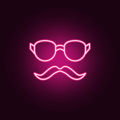 glasses and mustaches neon icon. Elements of web set. Simple icon for websites, web design, mobile app, info graphics