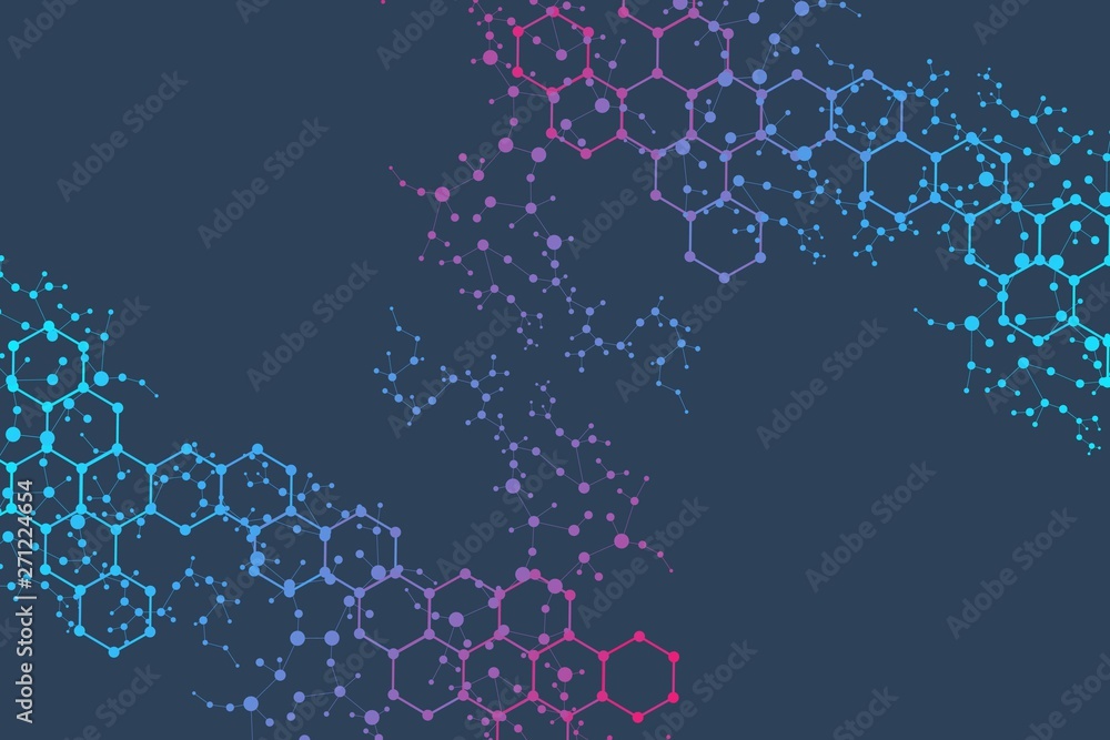 Poster modern futuristic background of the scientific hexagonal pattern. virtual abstract background with p