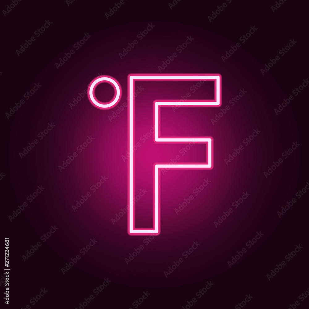 Poster fahrenheit sign neon icon. elements of web set. simple icon for websites, web design, mobile app, in