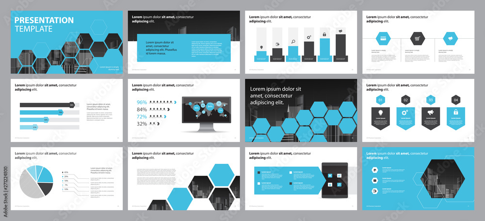 Leinwandbilder page layout design template for business presentation design and use for annual report and company profile or brochure layout with infographic elements and report chart  template  design concept