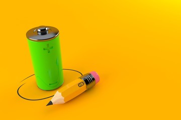 Green battery with pencil