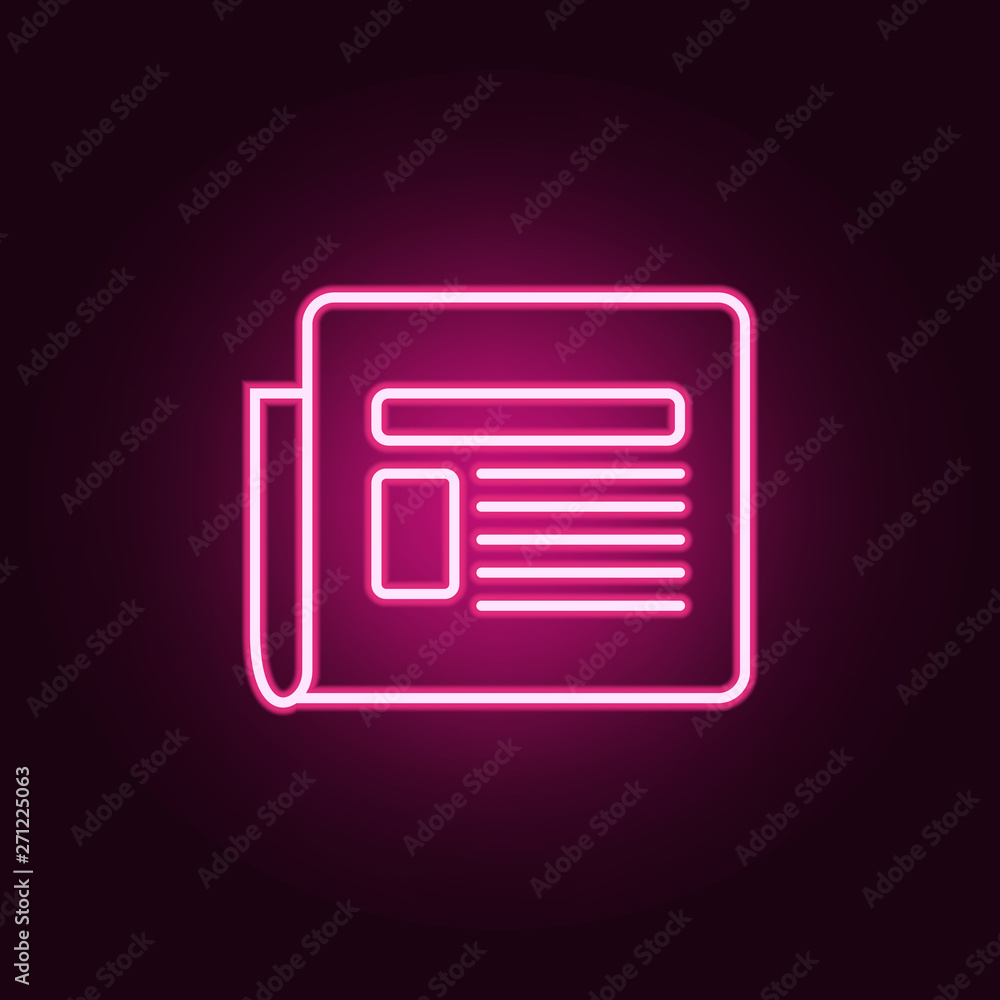 Poster newspaper neon icon. elements of web set. simple icon for websites, web design, mobile app, info gra